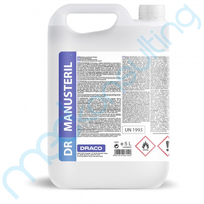 Dr Manusteril - alkoholowy płyn do dezynfekcji rąk i powierzchni 5 litrów