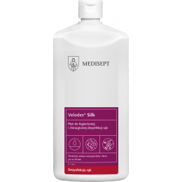VELODES Silk 1000ml - płyn do higienicznej i chirurgicznej dezynfekcji rąk WYPRZEDAŻ. KRÓTKI TERMIN WAŻNOŚCI.